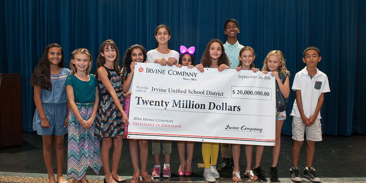 Irvine Company announces $20-million gift to Irvine Unified School District for fine arts, music and science programs