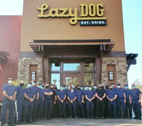 Firefighters at Lazy Dog Cafe